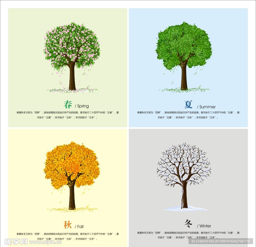 春夏秋冬四季树