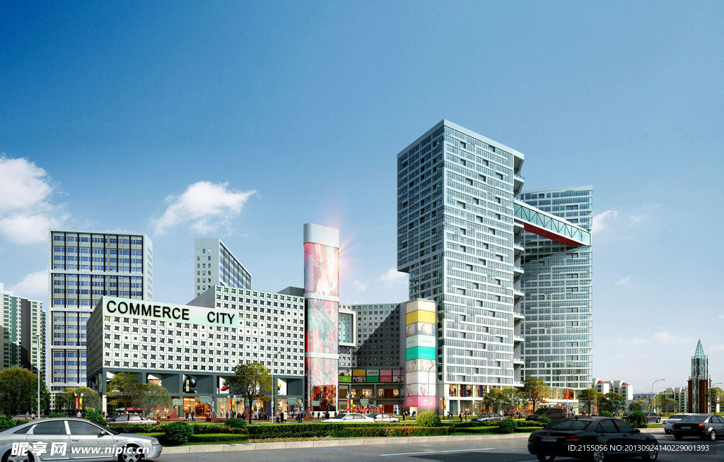 沿街商业综合体透视图