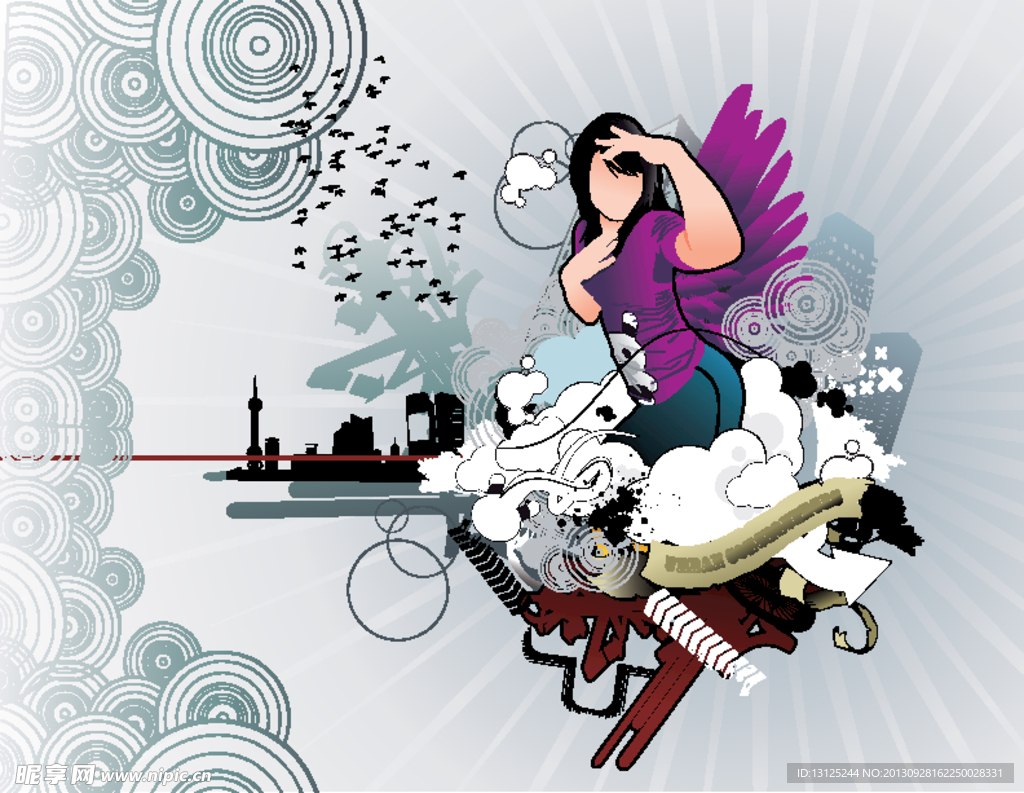 女人 人物 花纹