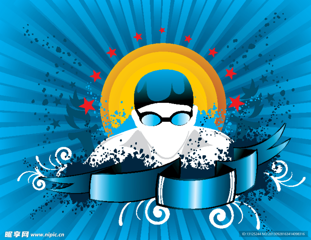 人物 游泳 炫纹