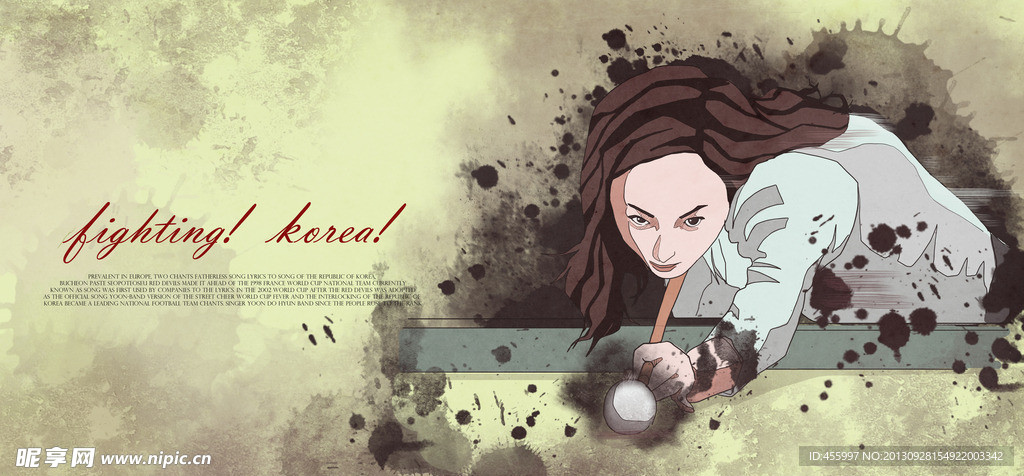 手绘人物 台球运动