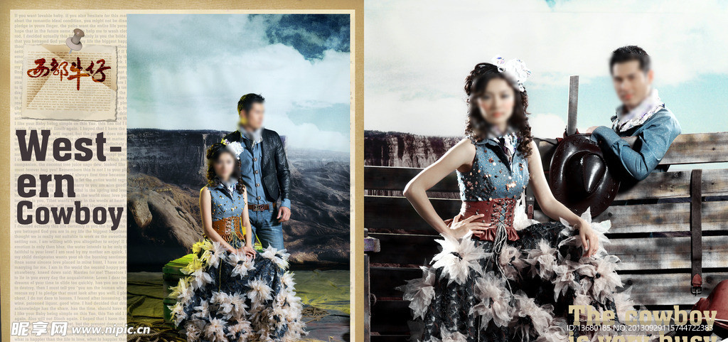 西部牛仔摄影模板