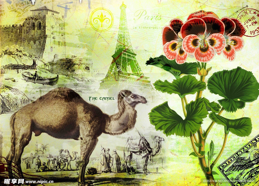 骆驼 建筑 无框画