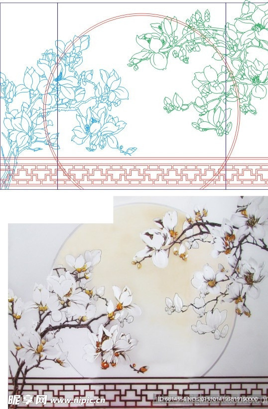 玉兰月亮 艺术玻璃