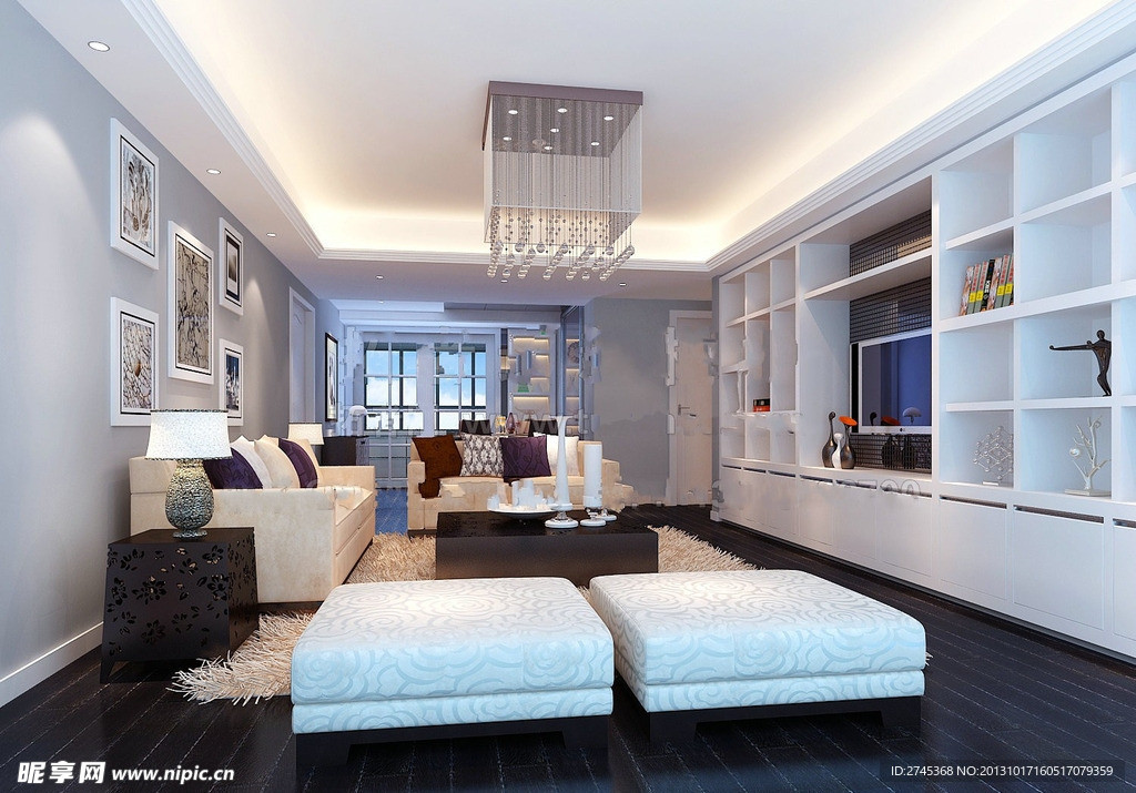 白色客厅含贴图