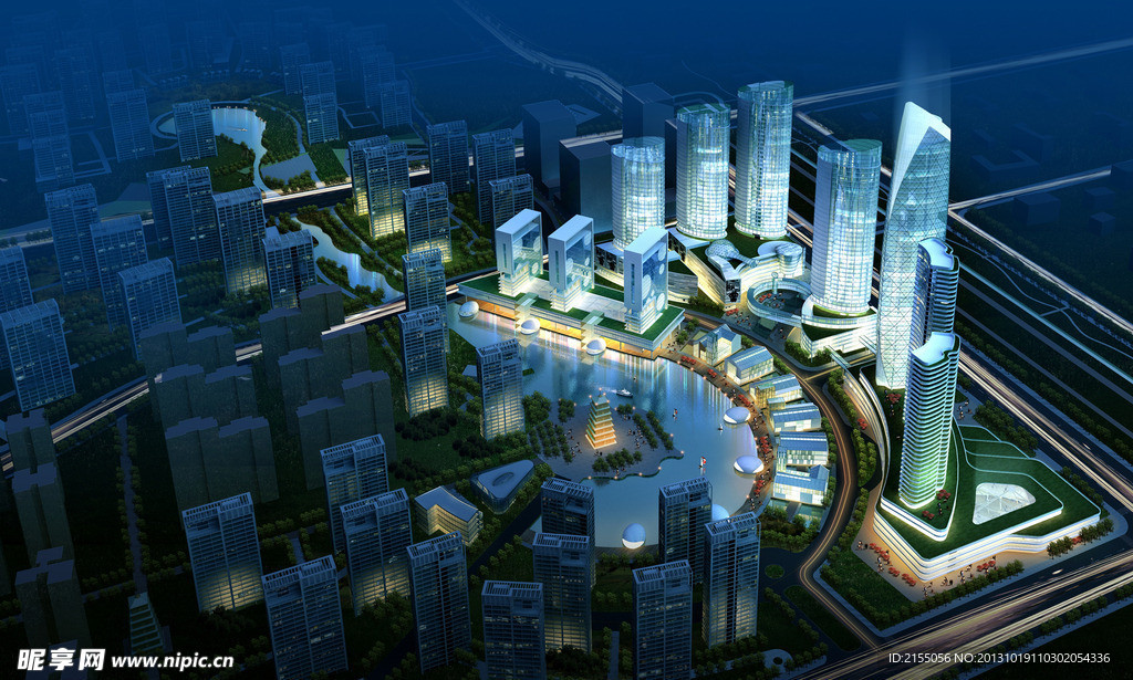 大型城市综合体鸟瞰图