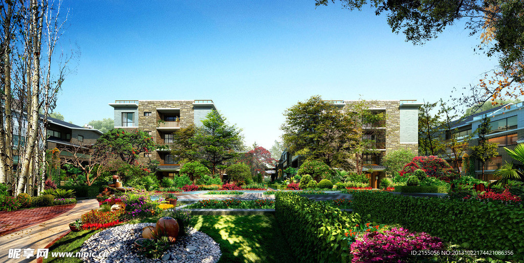 小区住宅景观节点透视