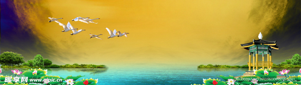 大雁荷塘风景广告图片