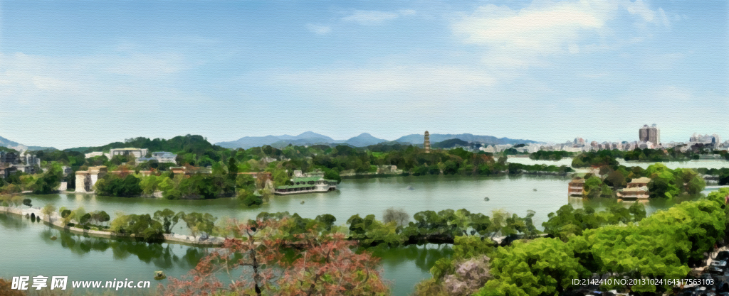 惠州西湖油画效果