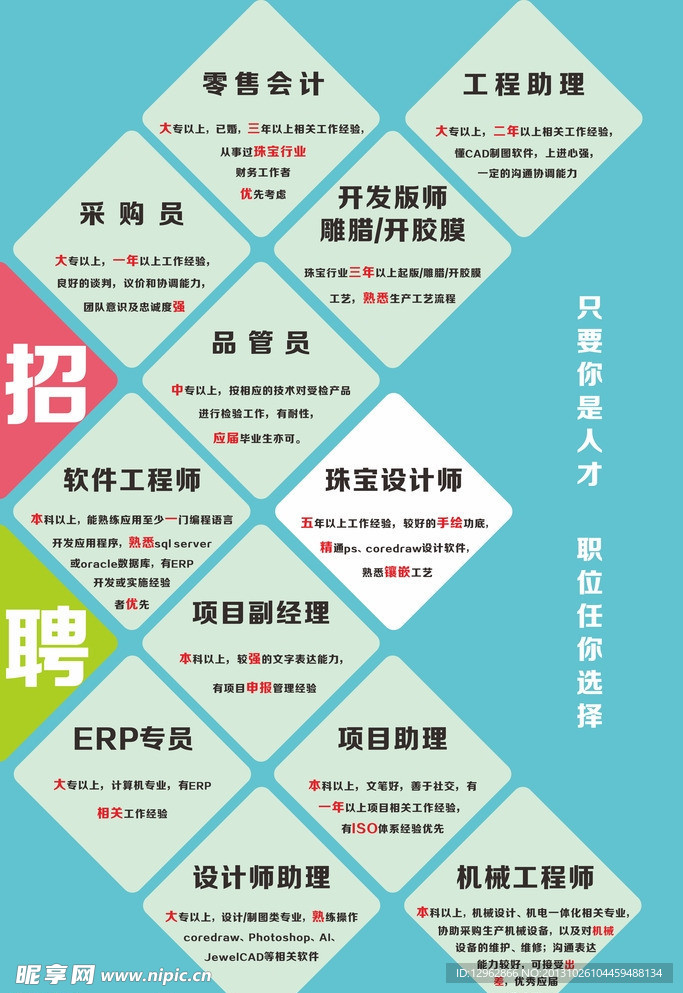 蓝色招聘海报设计