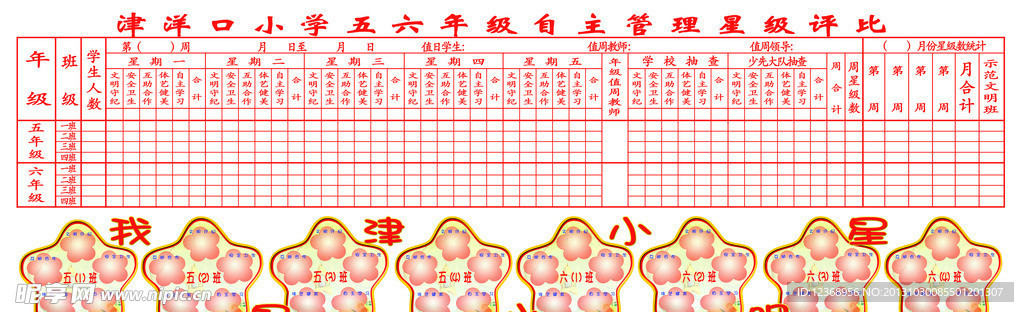 学生自主管理星级评价