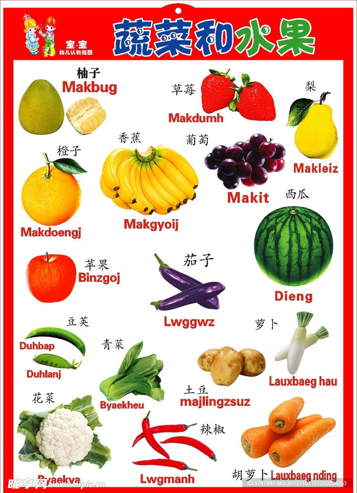 壮汉双语挂图 水果篇