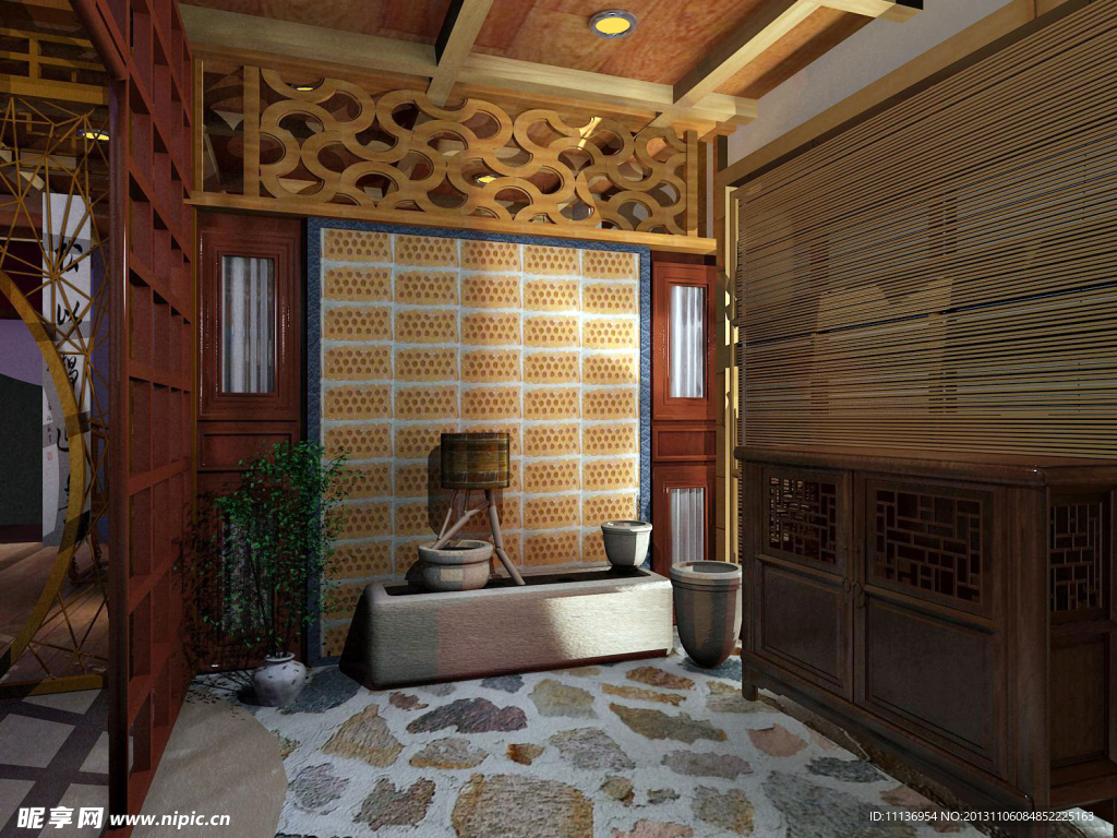 中式田园乡村风格门厅