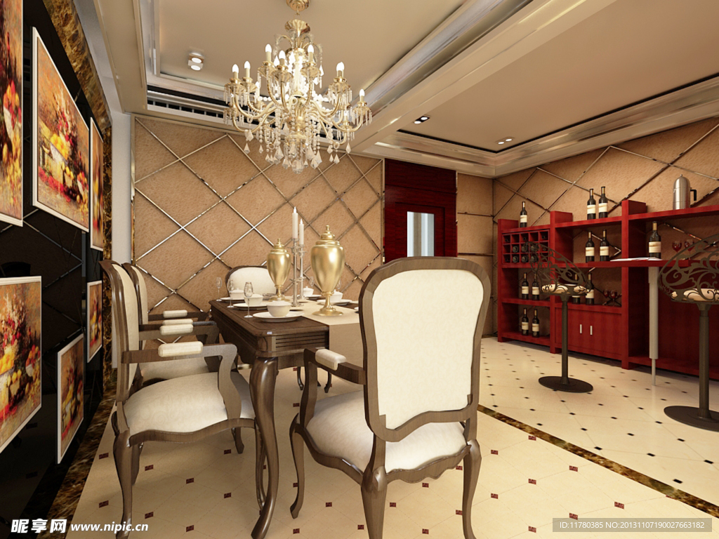 欧式餐厅 欧式酒架