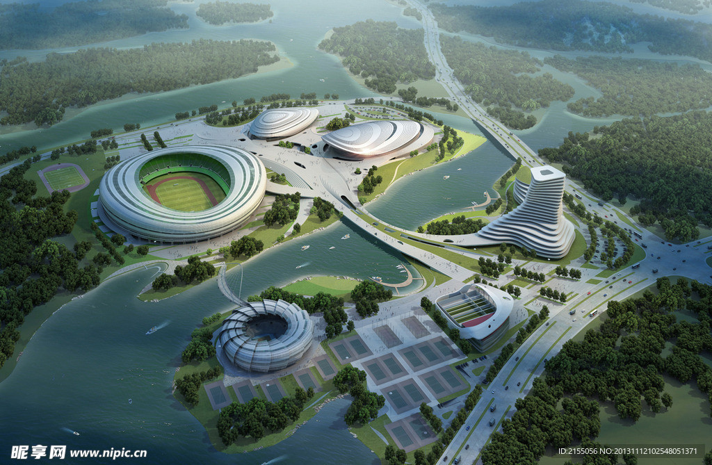 大型体育场规划鸟瞰图