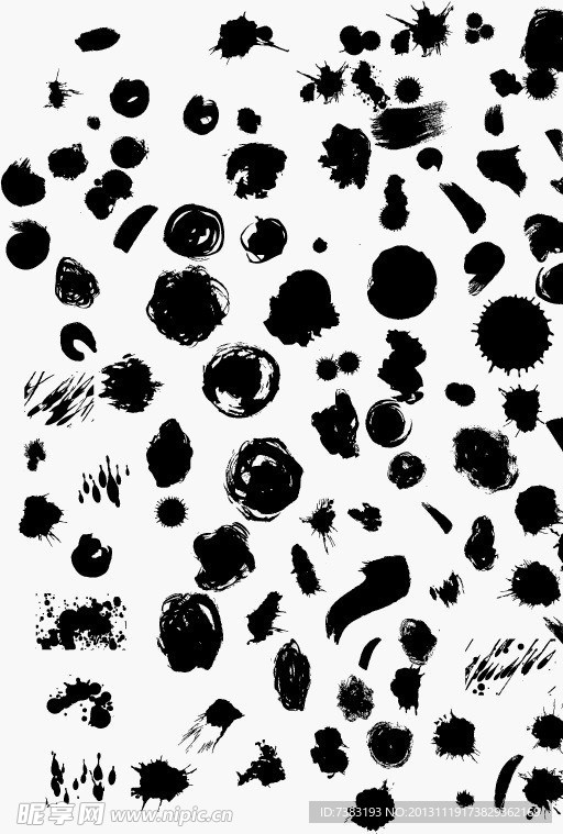 水墨滴溅笔触矢量素材