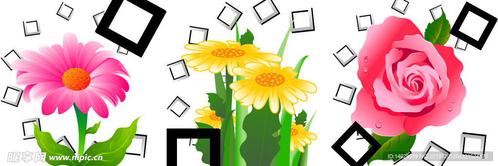 三联画 花卉 花朵