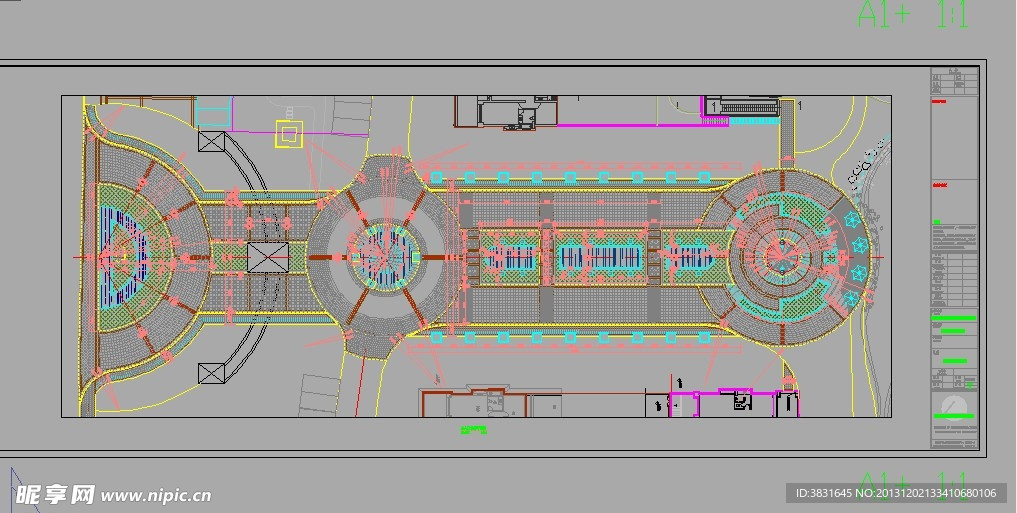 小区入口cad平面