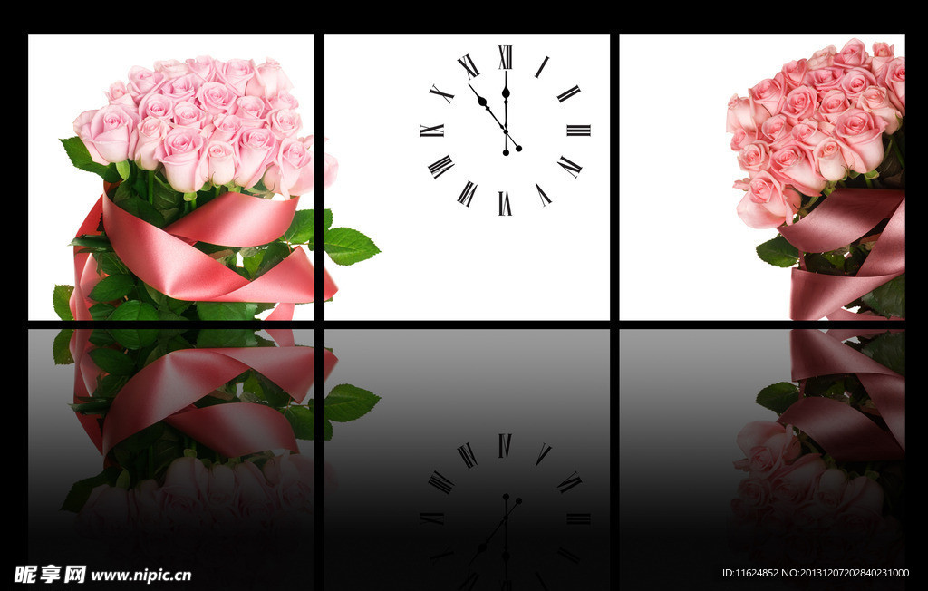 玫瑰钟表三联画