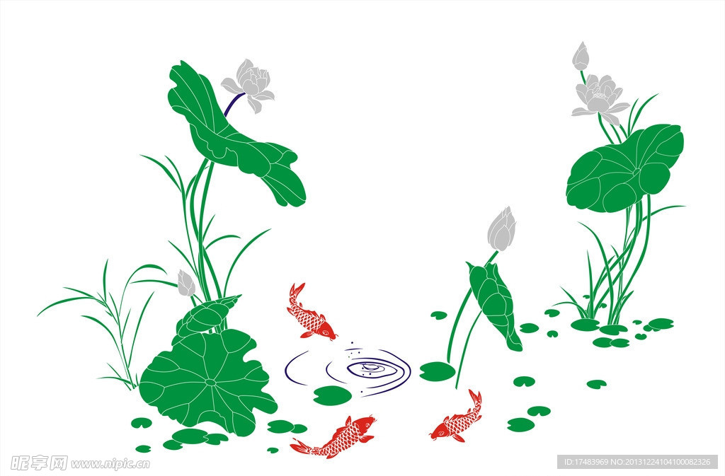 荷花鲤鱼图 cdr