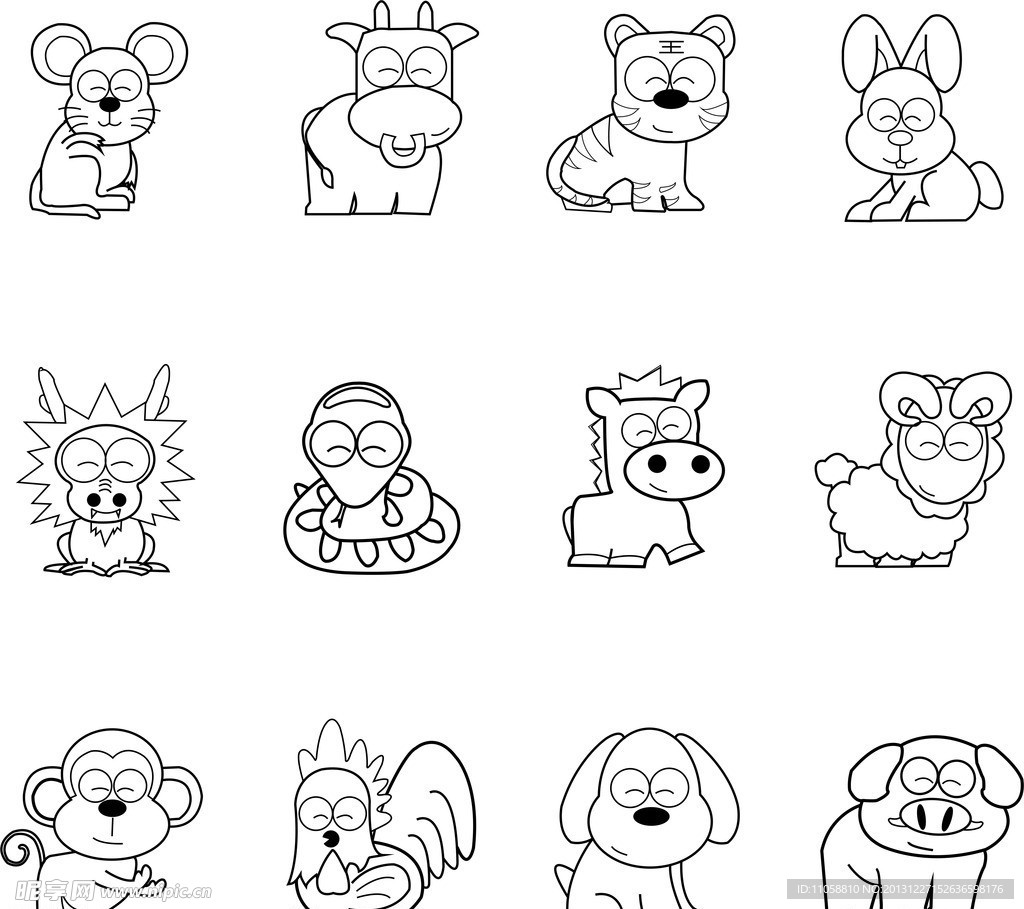 十二生肖矢量图