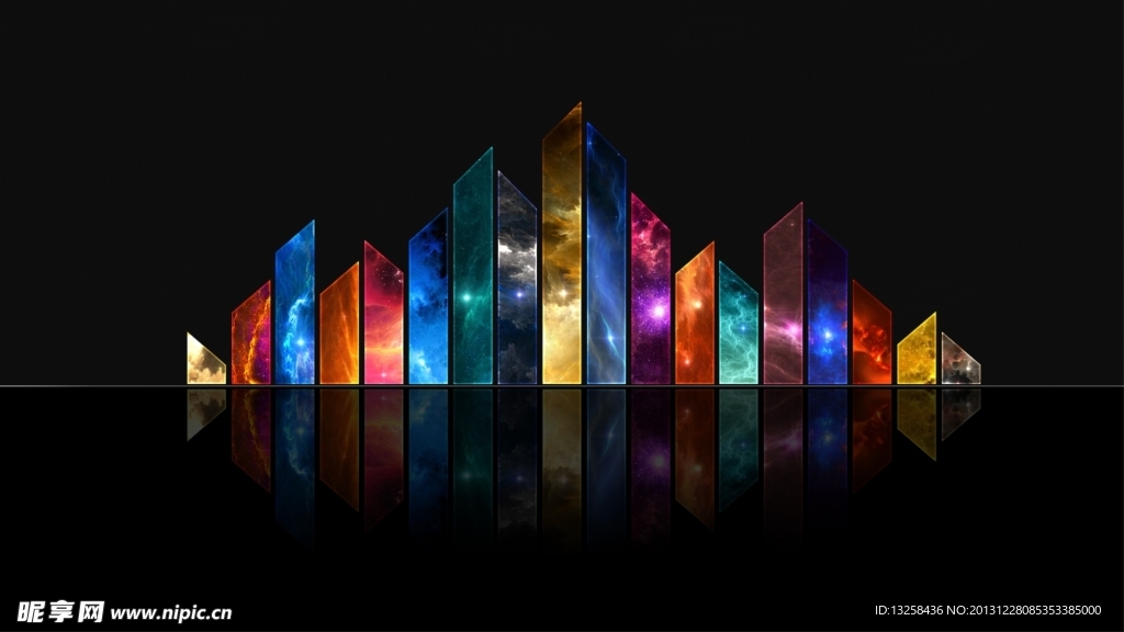 黑色背景七彩几何体
