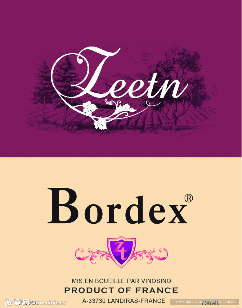 红酒酒标瓶贴标签