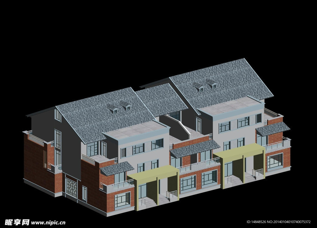 双拼别墅3D模型