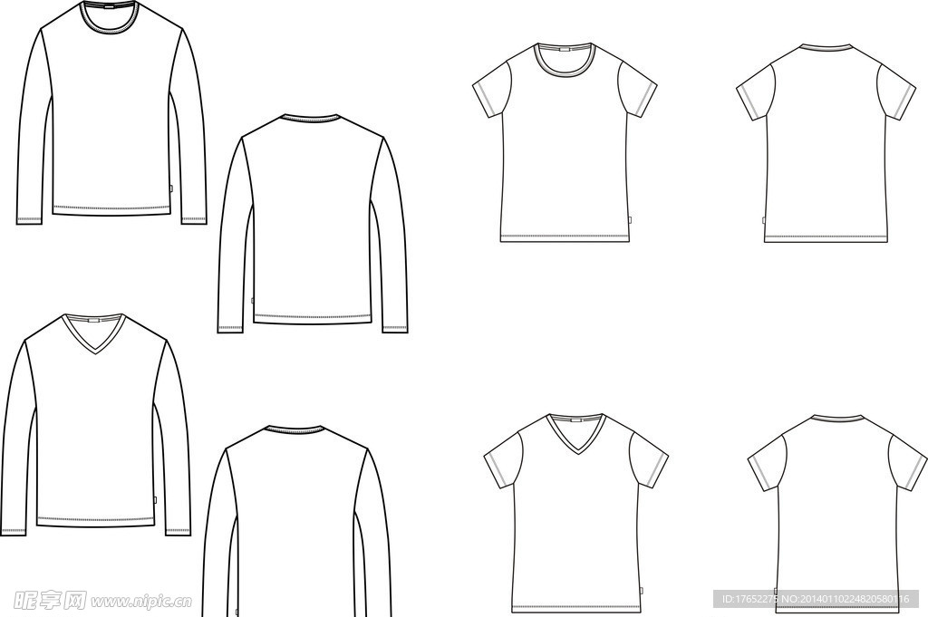 男装T恤模版