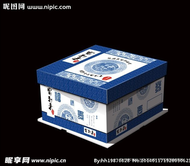 青花瓷蛋糕盒平面设计