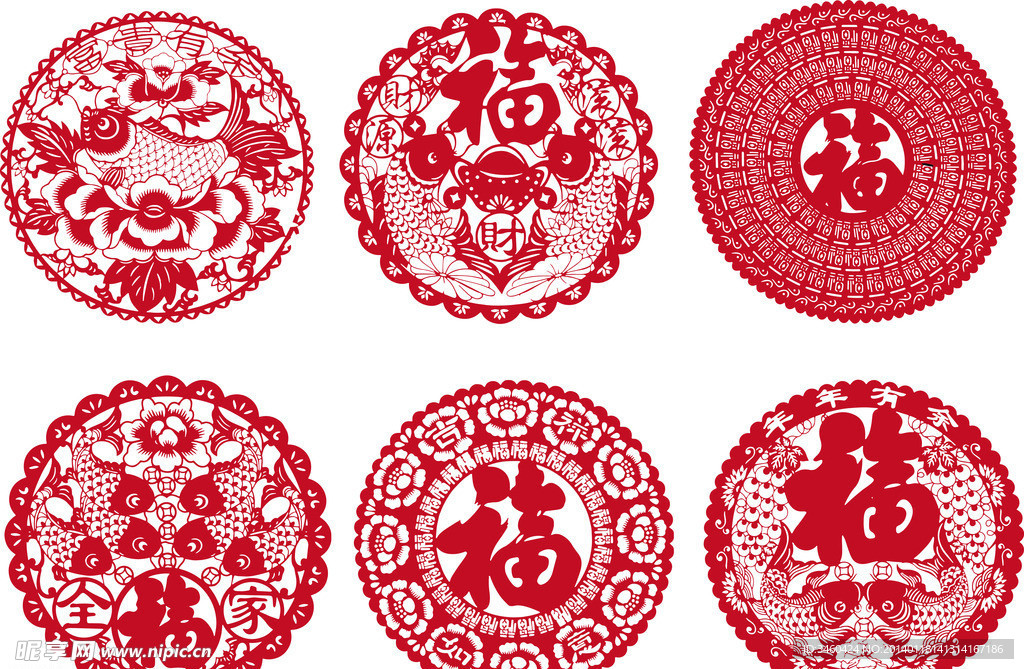 年年有鱼福剪纸窗花