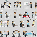 卡通商务人士日常生活