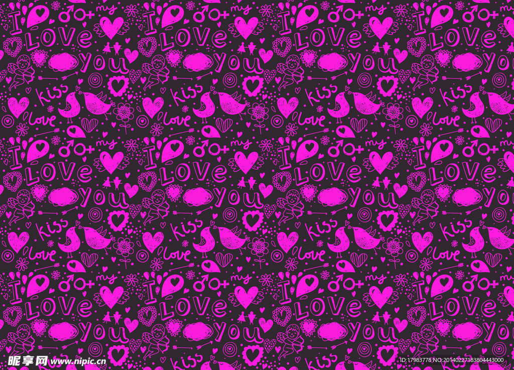 紫我爱你英文字母背景