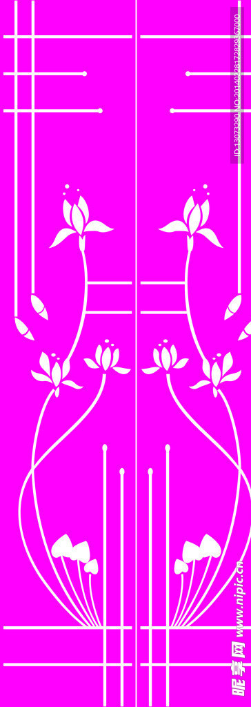 荷花玻璃移门雕花