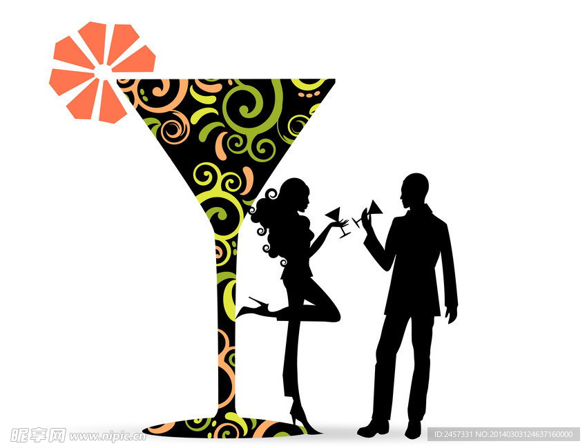 和鸡尾酒的情侣