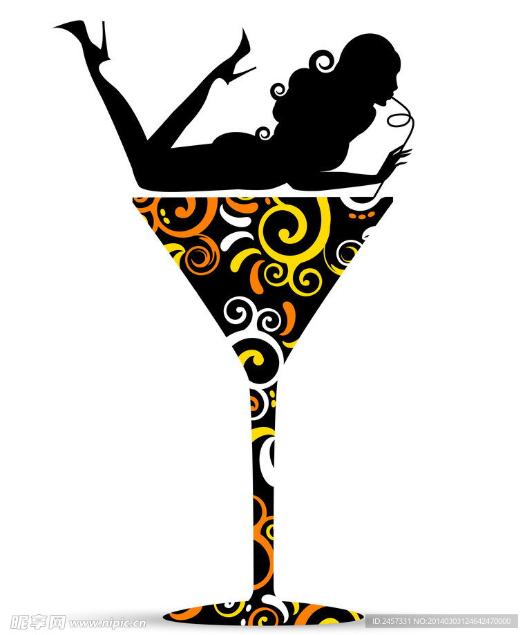 和鸡尾酒的美女