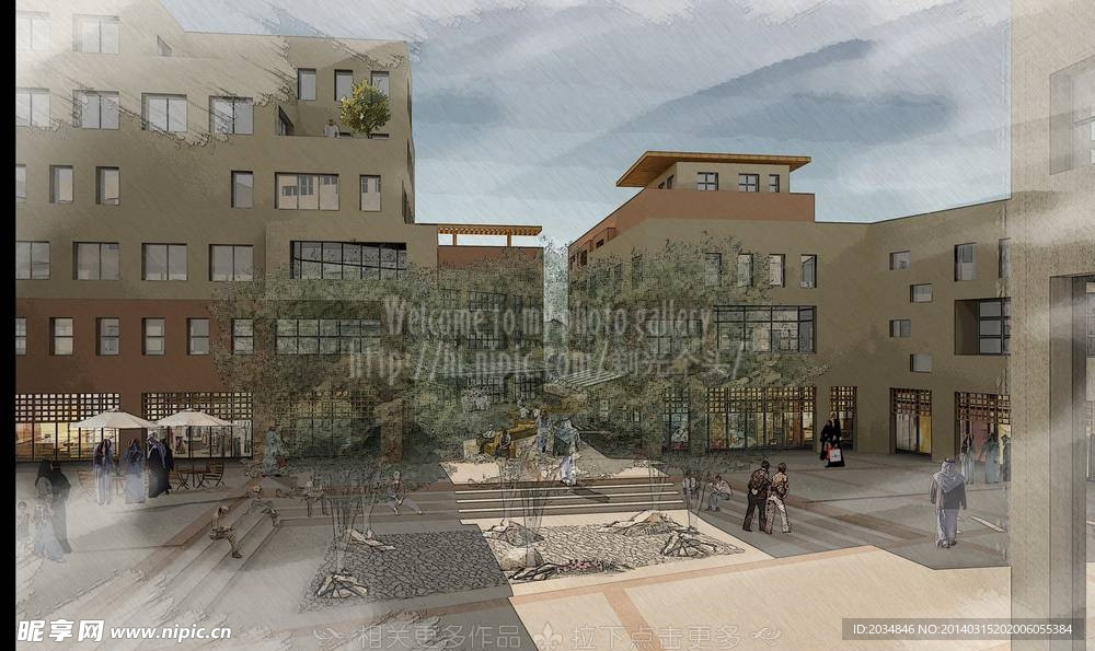 绘画商业街效果图