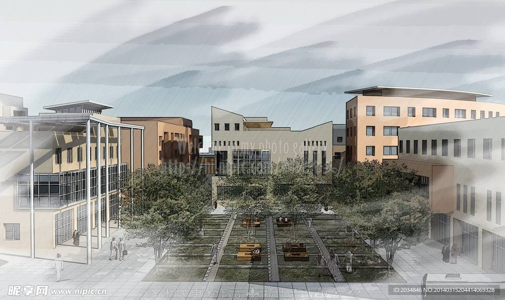 绘画商业街效果图