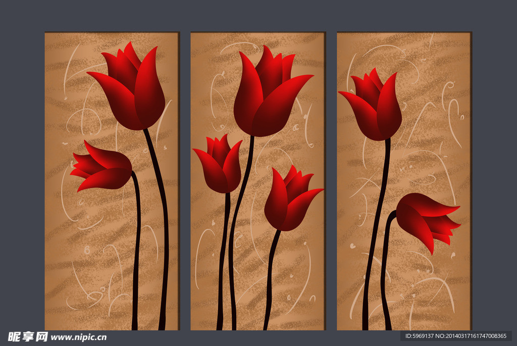 百合无框画装饰画