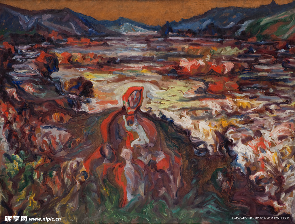 油画 黄昏的余光