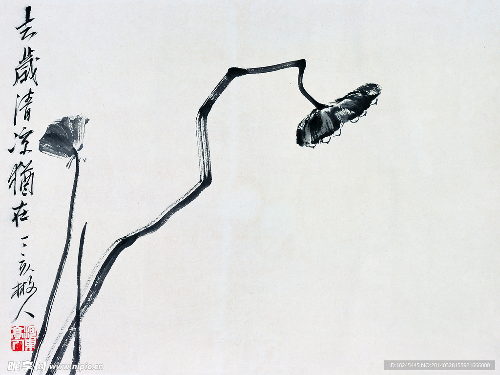 国画荷花名画 水墨