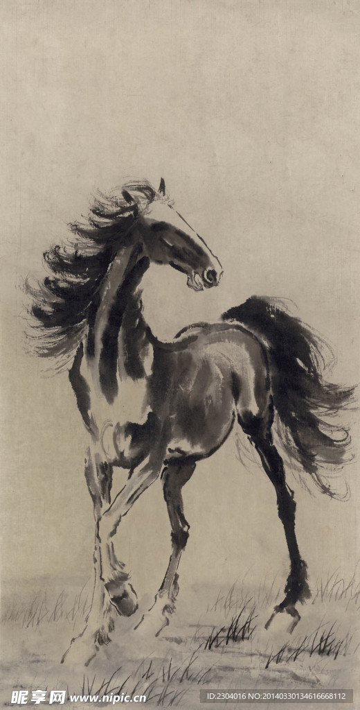 骏马国画