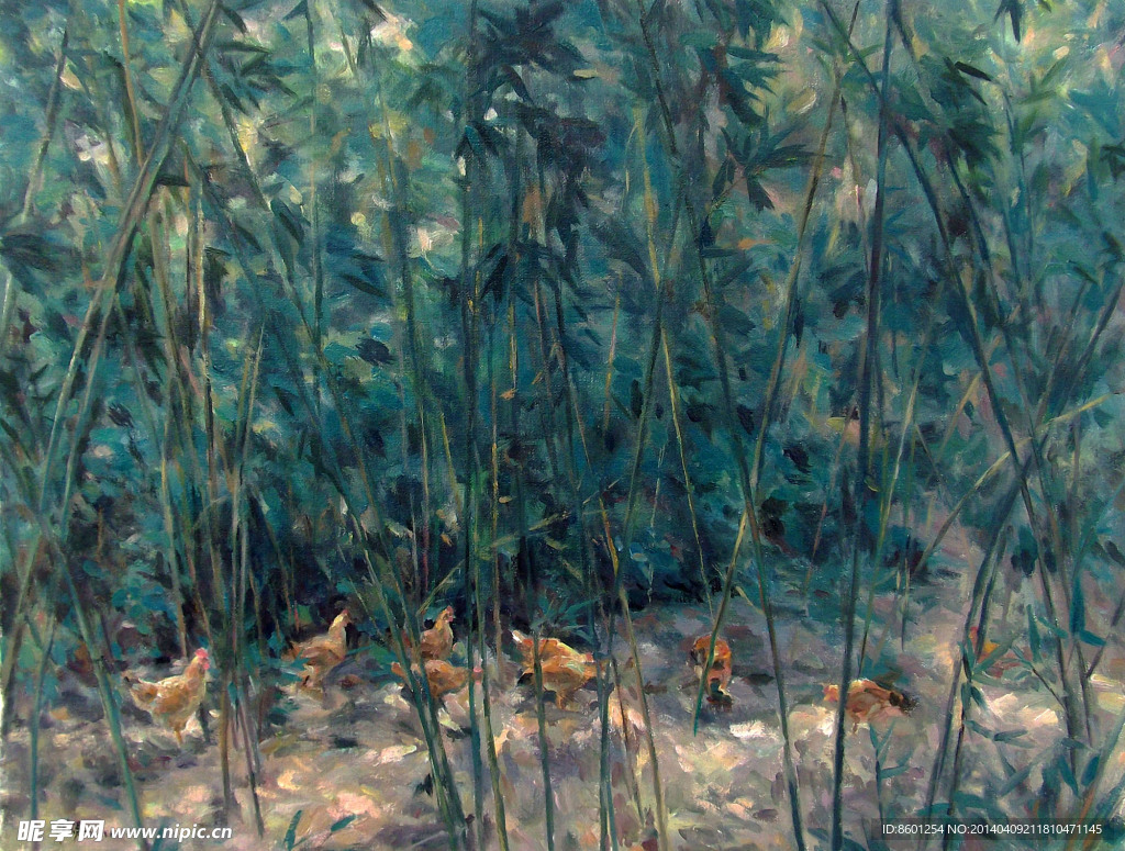 竹林里的鸡群