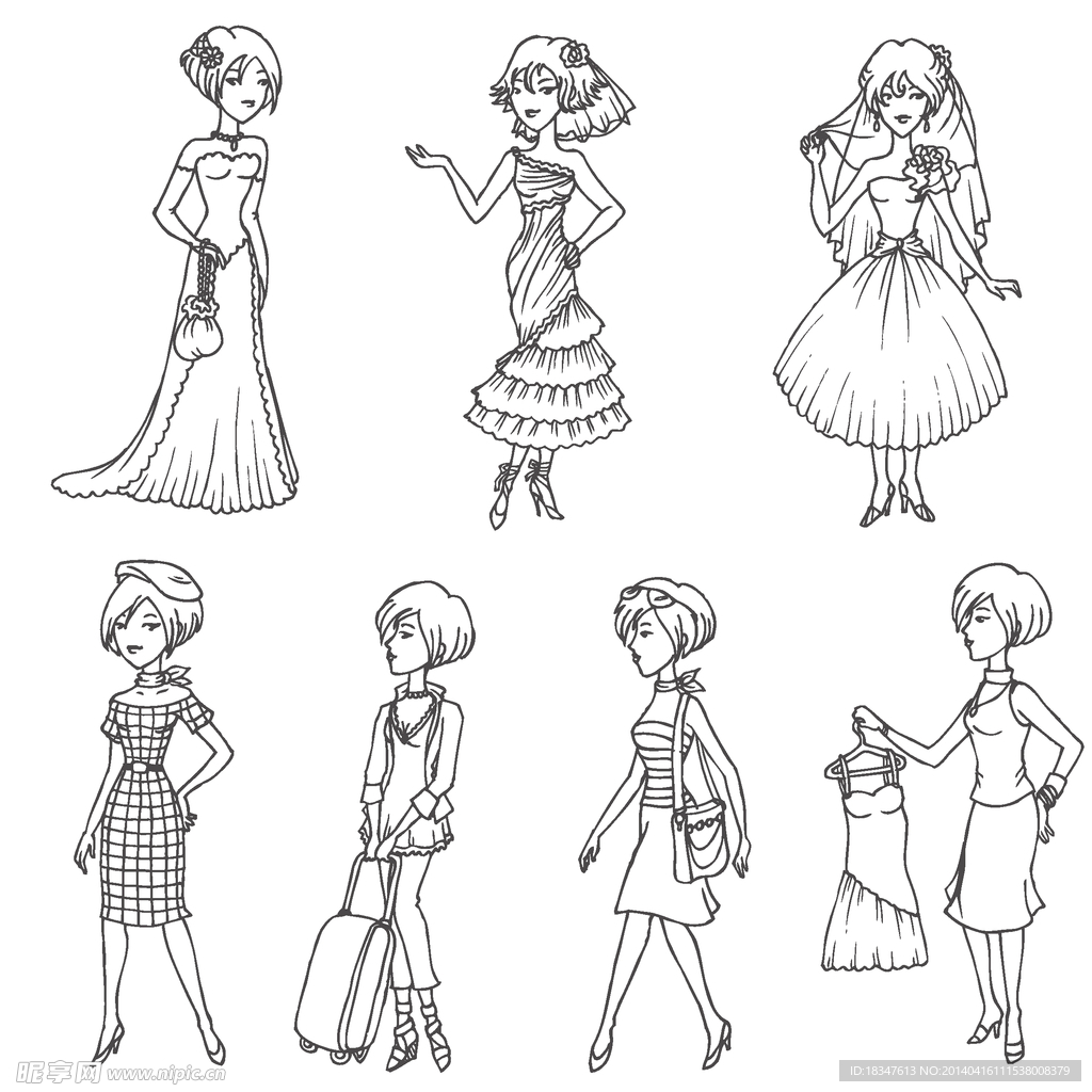手绘时尚女孩