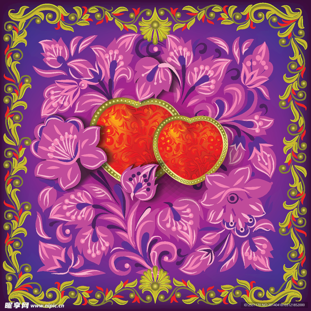 爱心古典花纹花边