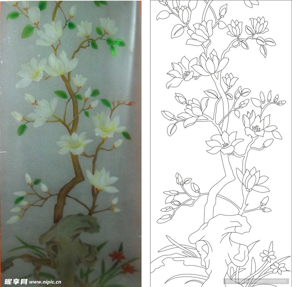玉兰花 屏风
