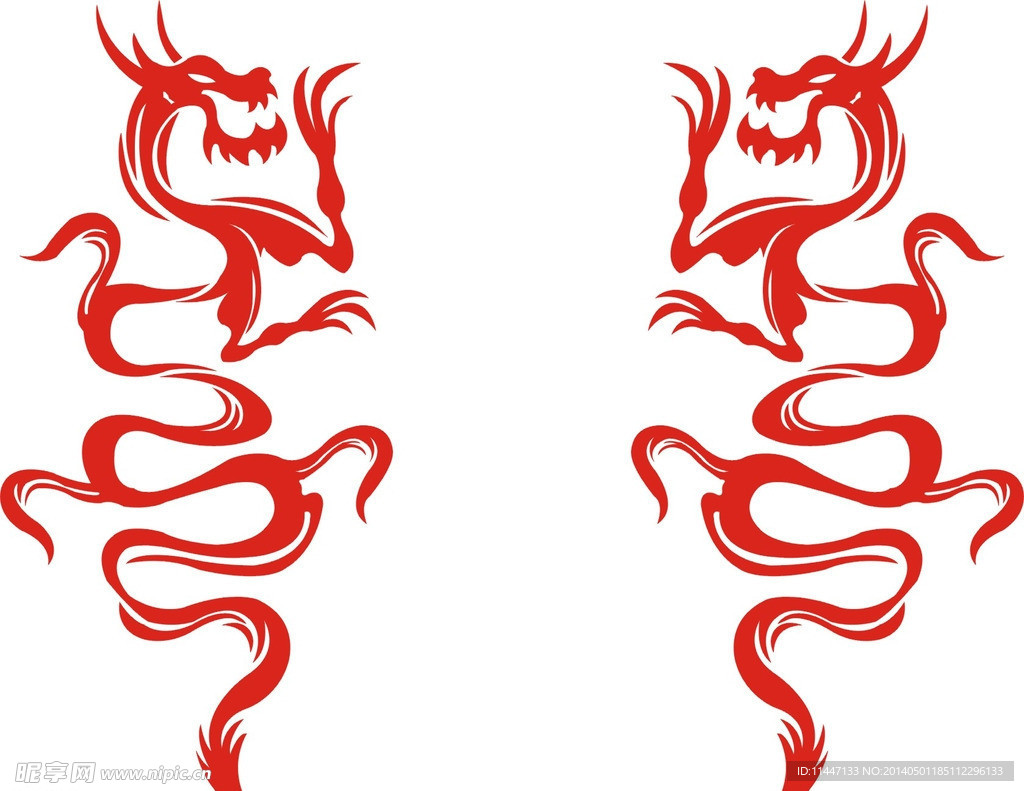 双龙剪纸画标志