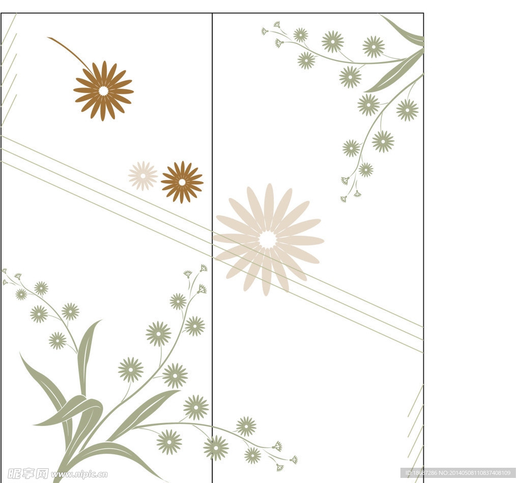 咖啡色花朵移门