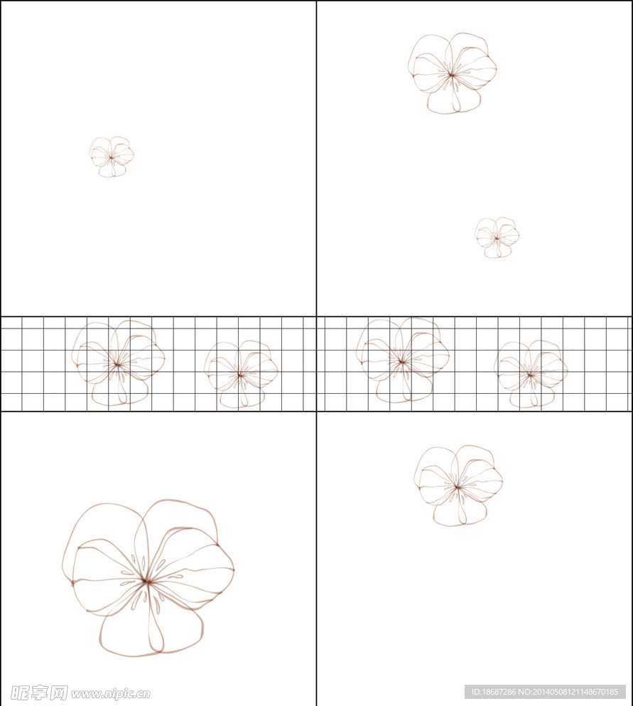 简单咖啡色花朵移门