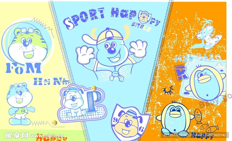 卡通动物印花图案